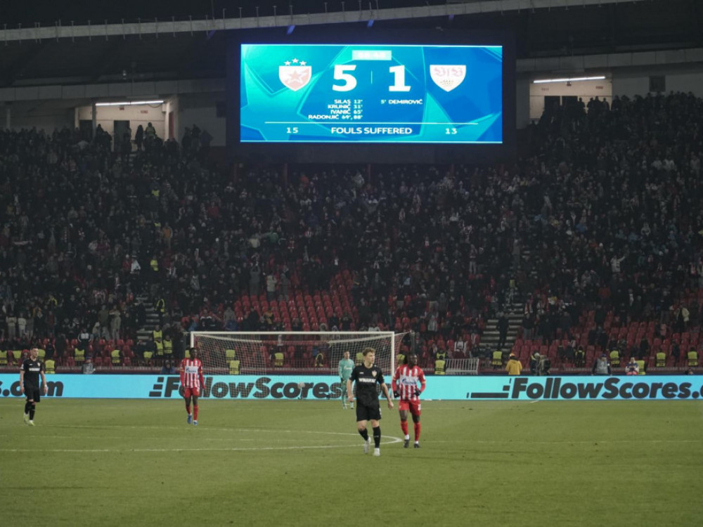 Semafor na stadionu "Rajko Mitić" koji prikazuje jednu od najubedljivijih pobeda